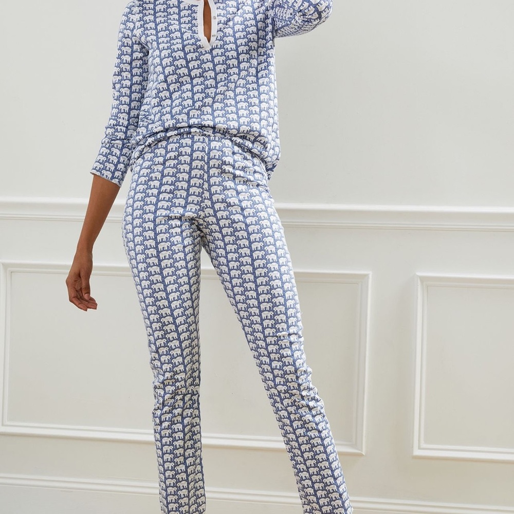 Roller Rabbit Blue Elephant Print Pajama Set
